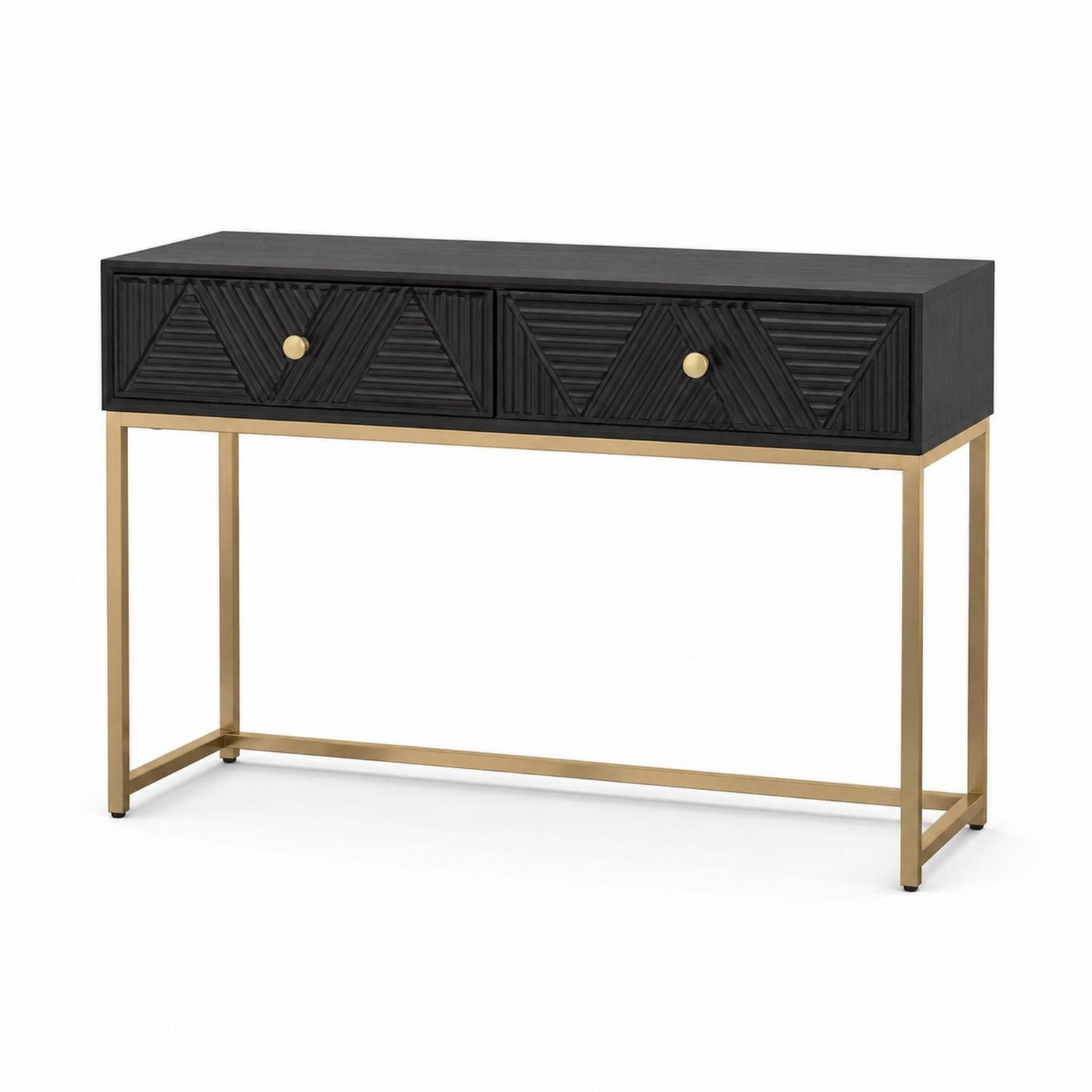 Konsola czarna 120 cm z drewna mango i metalu