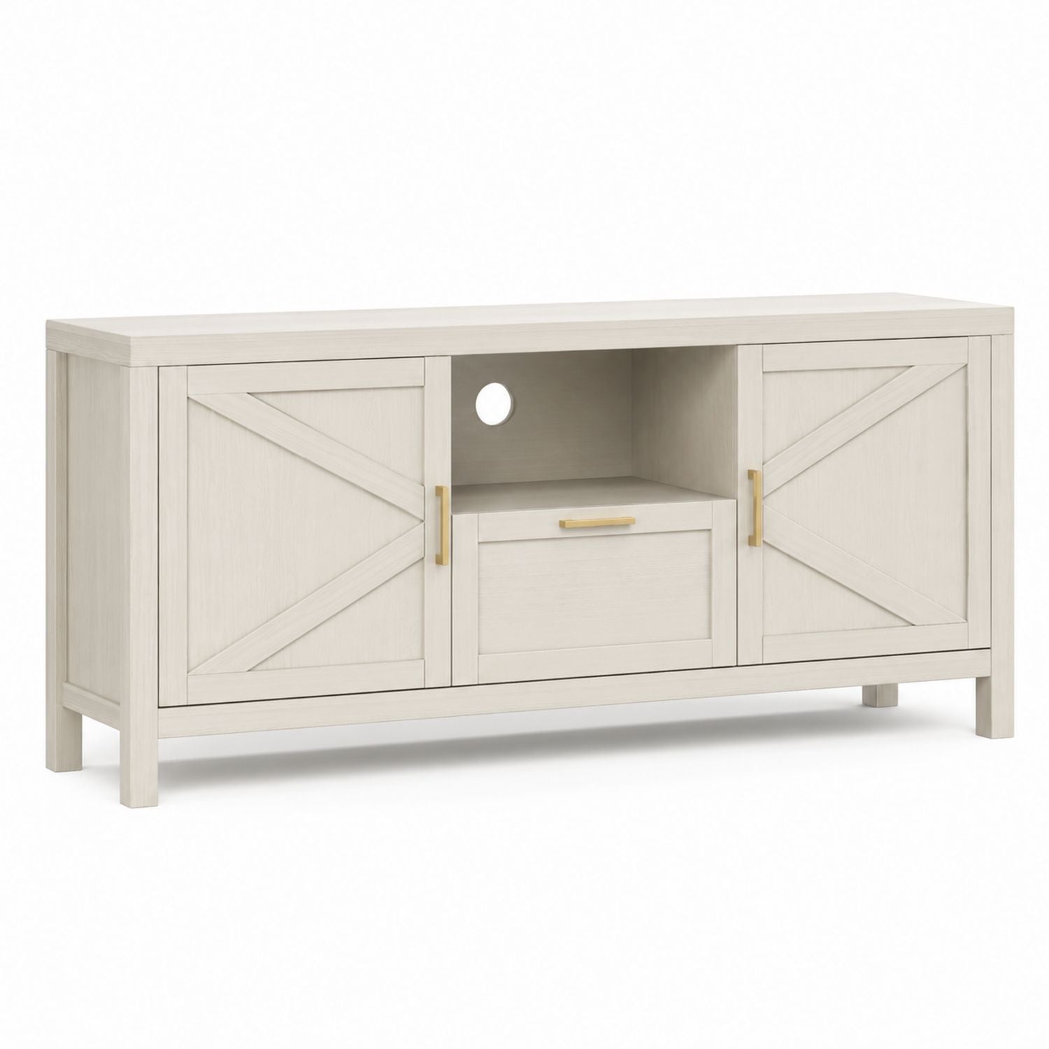 Szafka RTV z drewna sosnowego beżowa 150x40x60 cm