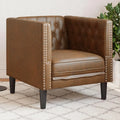 Fotel i krzesło tapicerowane Chesterfield brązowy sztuczna skóra o wyglądzie zamszu — 71 × 74, 5 × 70, 5 cm, 110 kg