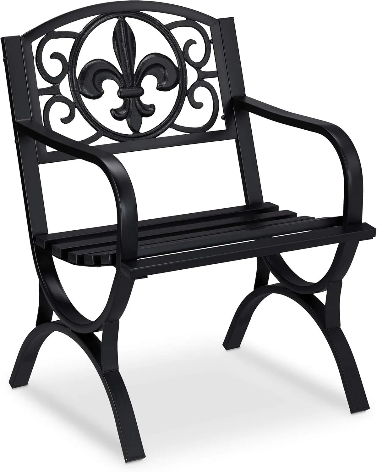 Krzesło – ze stali, z podłokietnikami, 85, 5 × 60 × 56 cm, czarny