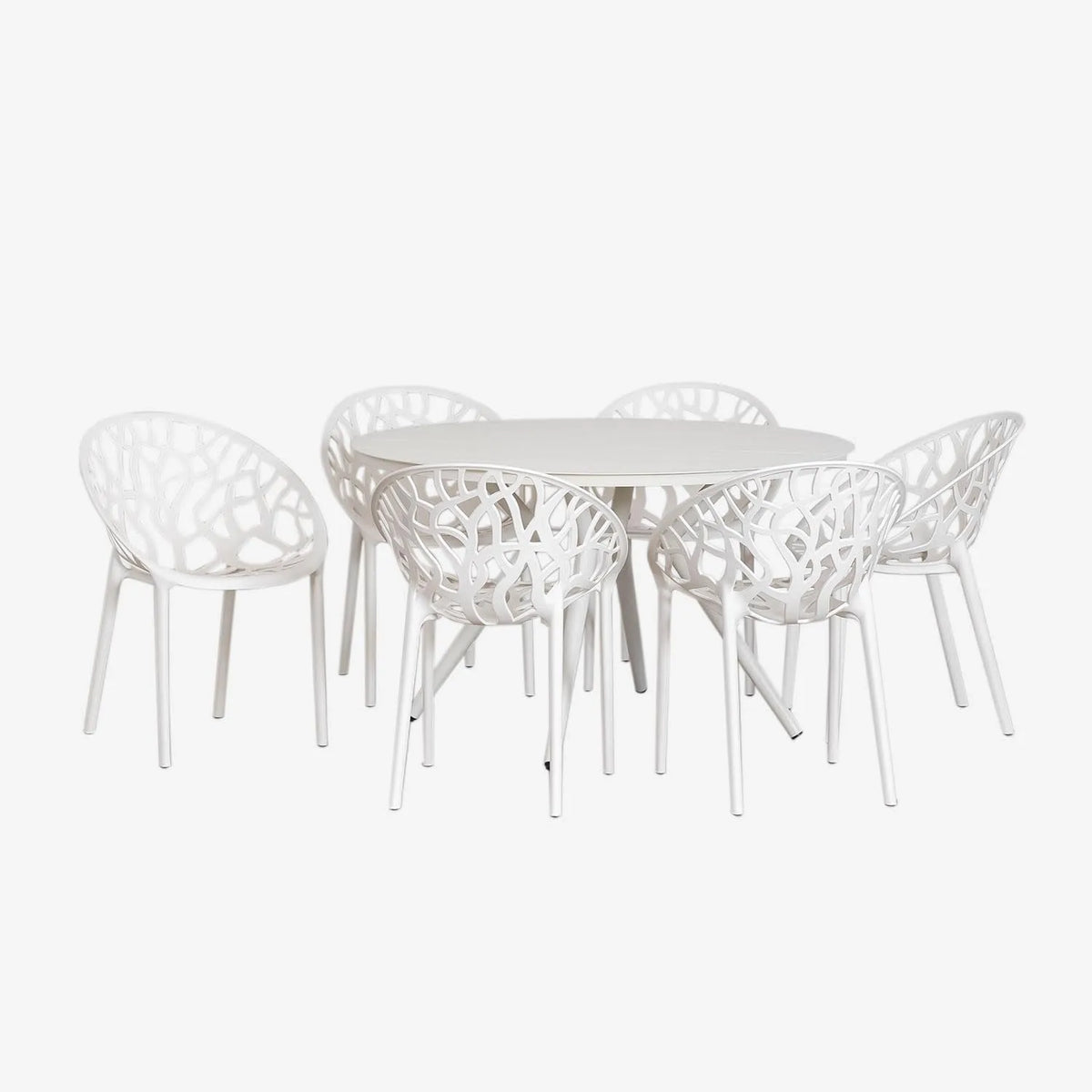 Zestaw okrągłego stołu aluminiowego Valerie średnica 126 cm i 6: z aluminium