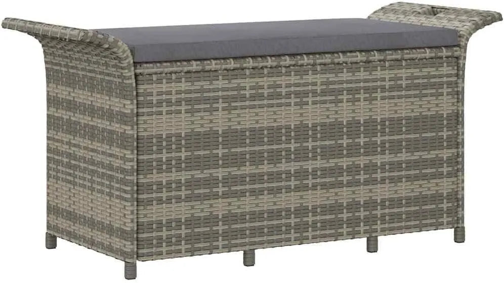 Ławka ogrodowa i ławka tarasowa z poduszką: z poduszkami, z technorattanu, 116 × 46 × 57 cm, szary