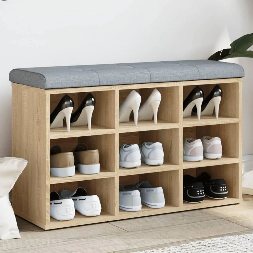 Ławka na buty – z drewna, z poduszkami, 82 × 32 × 50 cm