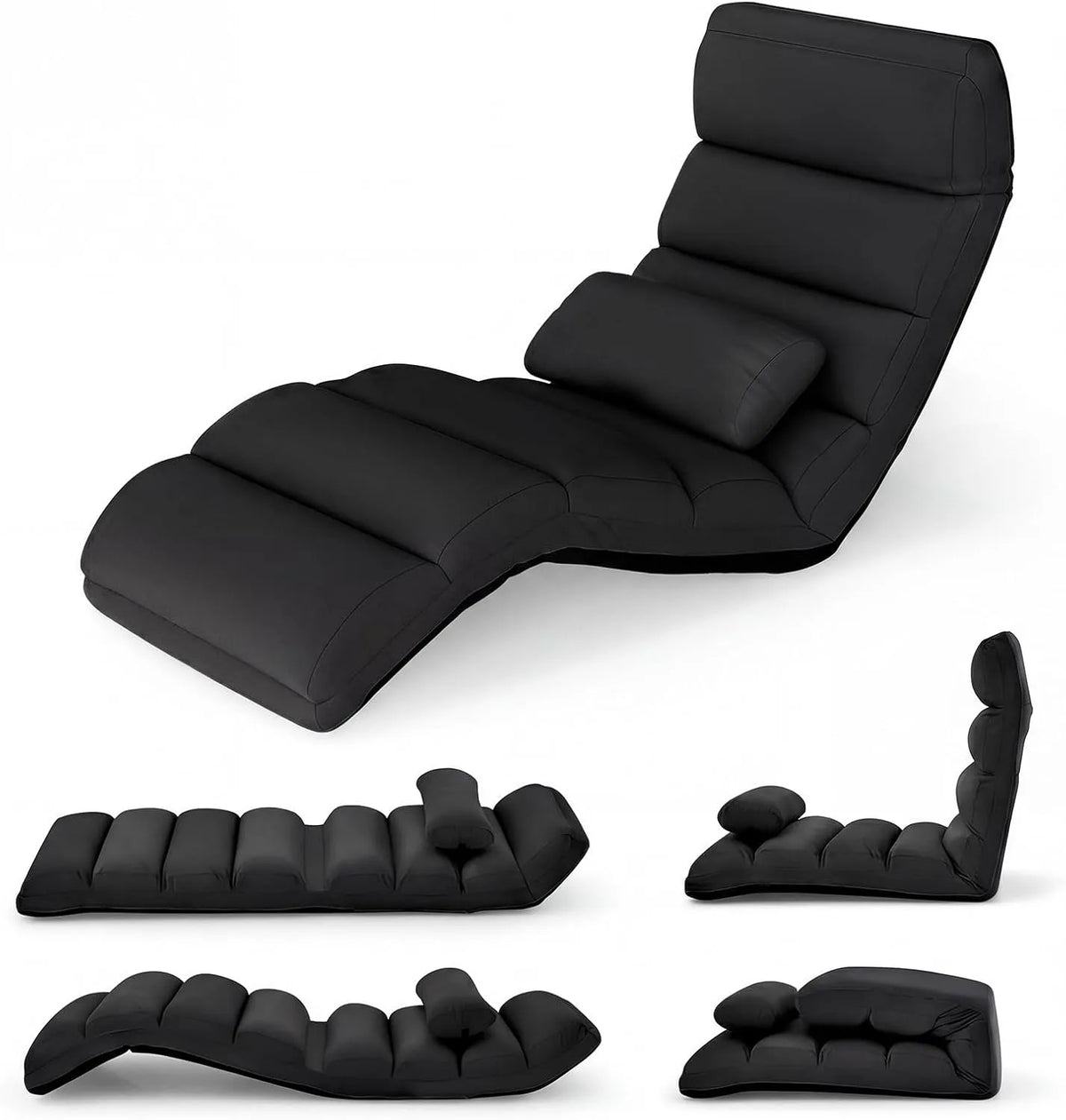 COSTWAY Sofa: z funkcją spania, z oparciem, składana konstrukcja, regulowana konstrukcja, czarny