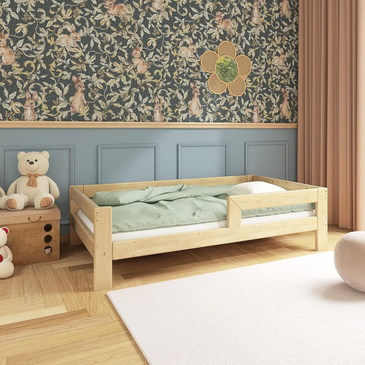 Need Sleep łóżko dziecięce 90x200 z barierkami z drewna świerkowego: 90 × 200