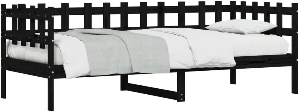 Łóżko dzienne i łóżko dla gości — z drewna, 80 × 200 cm, czarny