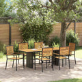 Garden Jadalnia Grupa 7 sztuk — z drewna, odporny na warunki atmosferyczne, z technorattanu, 190 × 80 × 75 cm, czarny, z metalu