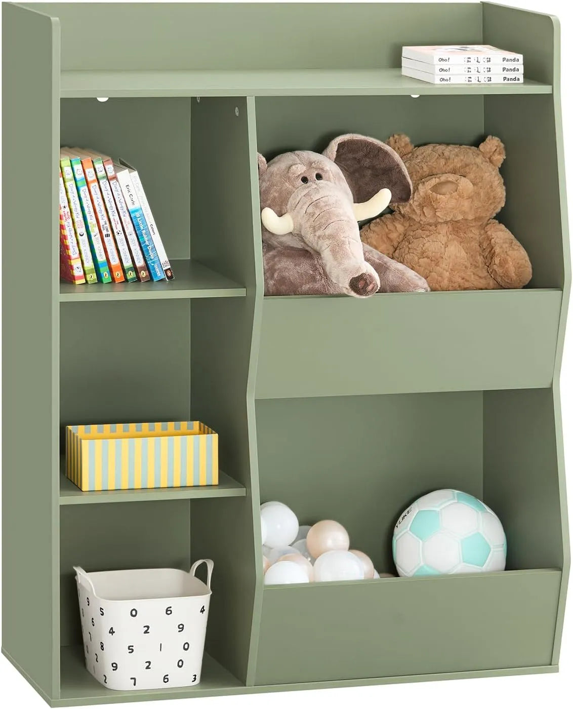SoBuy Regał na książki i regał stojący na książki dla dzieci Montessori do pokoju dziecięcego — KMB55-K-GR, 80 × 104 × 34 cm, zielony