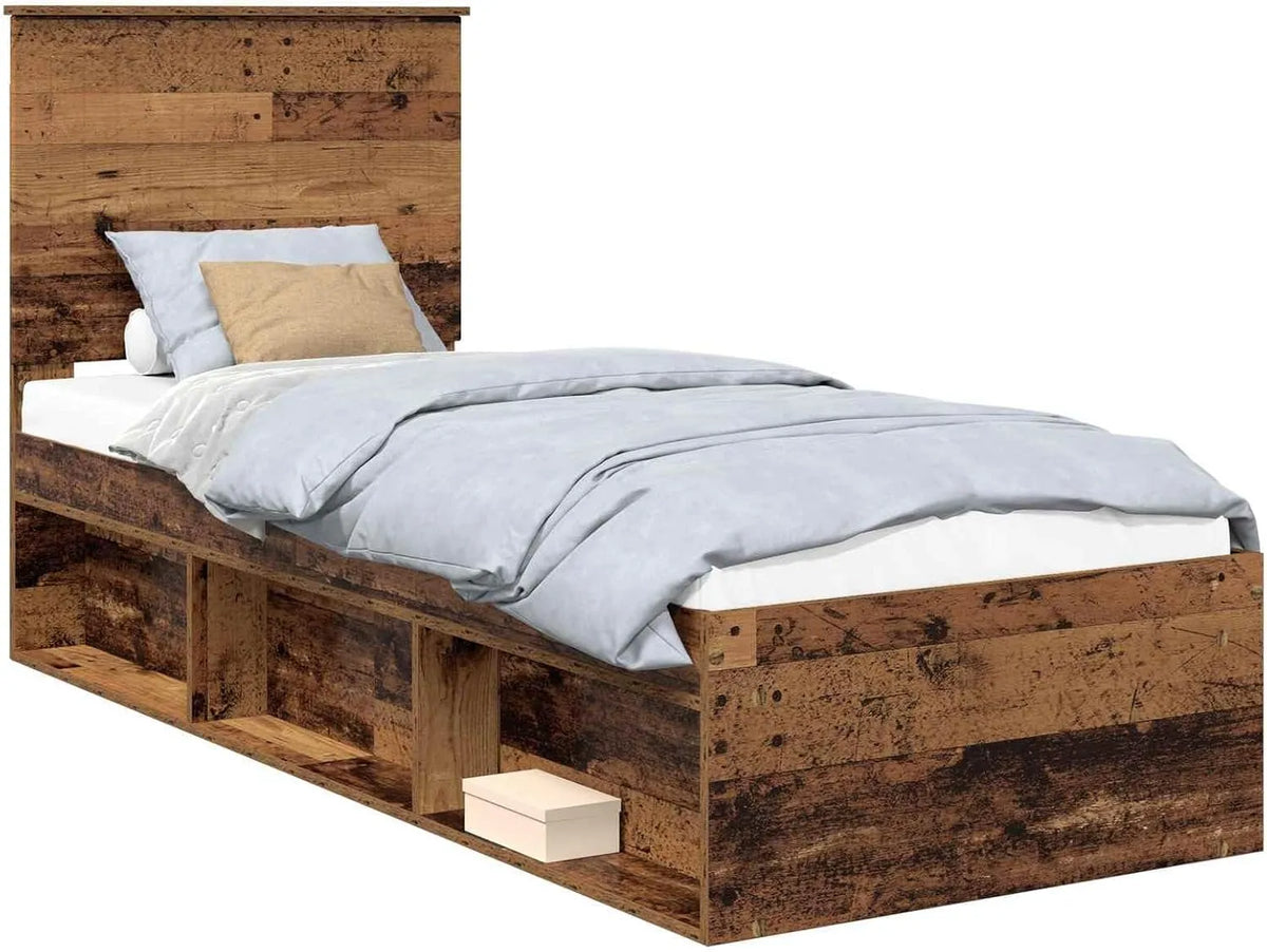 Rama łóżka i konstrukcja łóżka z litego drewna sosnowego – z drewna, 75 × 190 cm