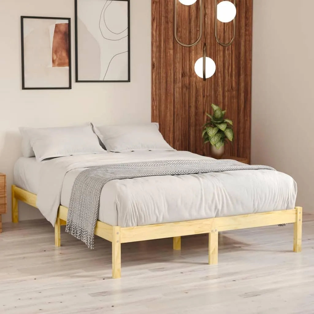 Nowoczesna Rama łóżka i konstrukcja łóżka z litego drewna – z drewna, 120 × 200 cm, tapicerka materiałowa