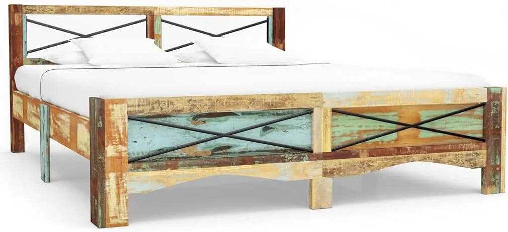 Łóżko z litego drewna z recyklingu 160 x 200 cm – z drewna, 160 × 200 cm