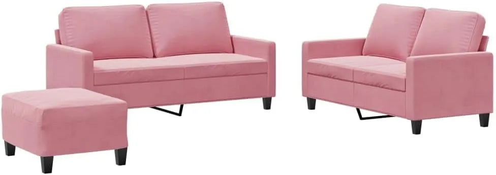 Sofa — z poduszkami, tapicerka aksamitna, różowy