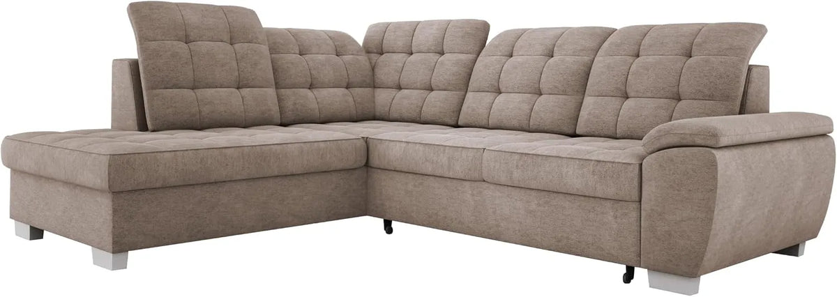 Sofa narożna – LOTTA, tapicerka aksamitna, 186 × 125cm, 258 × 212cm