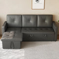 Sofa narożna — w kształcie litery L, z funkcją spania, z podłokietnikami, 3-osobowa, 203 × 130 × 88 cm, tapicerka skórzana