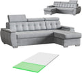 Sofa narożna — w kształcie litery L, ze schowkiem, z funkcją spania, 240 × 165 × 87 cm, z pojemnikiem do przechowywania