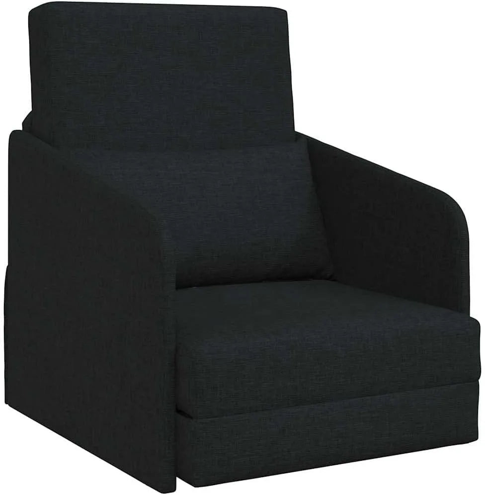 Sofa rozkładana i sofa z funkcją spania: z poduszkami, czarny, z metalu