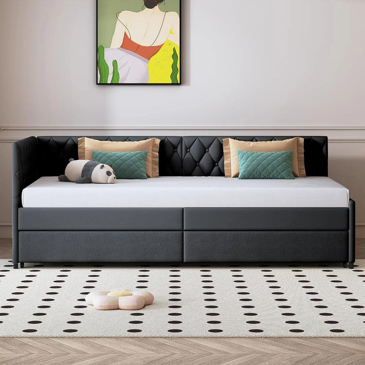 Sofa rozkładana i sofa z funkcją spania – tapicerka materiałowa, tapicerka aksamitna, 2-osobowa, 90 × 200 cm, szary, tapicerka materiałowa