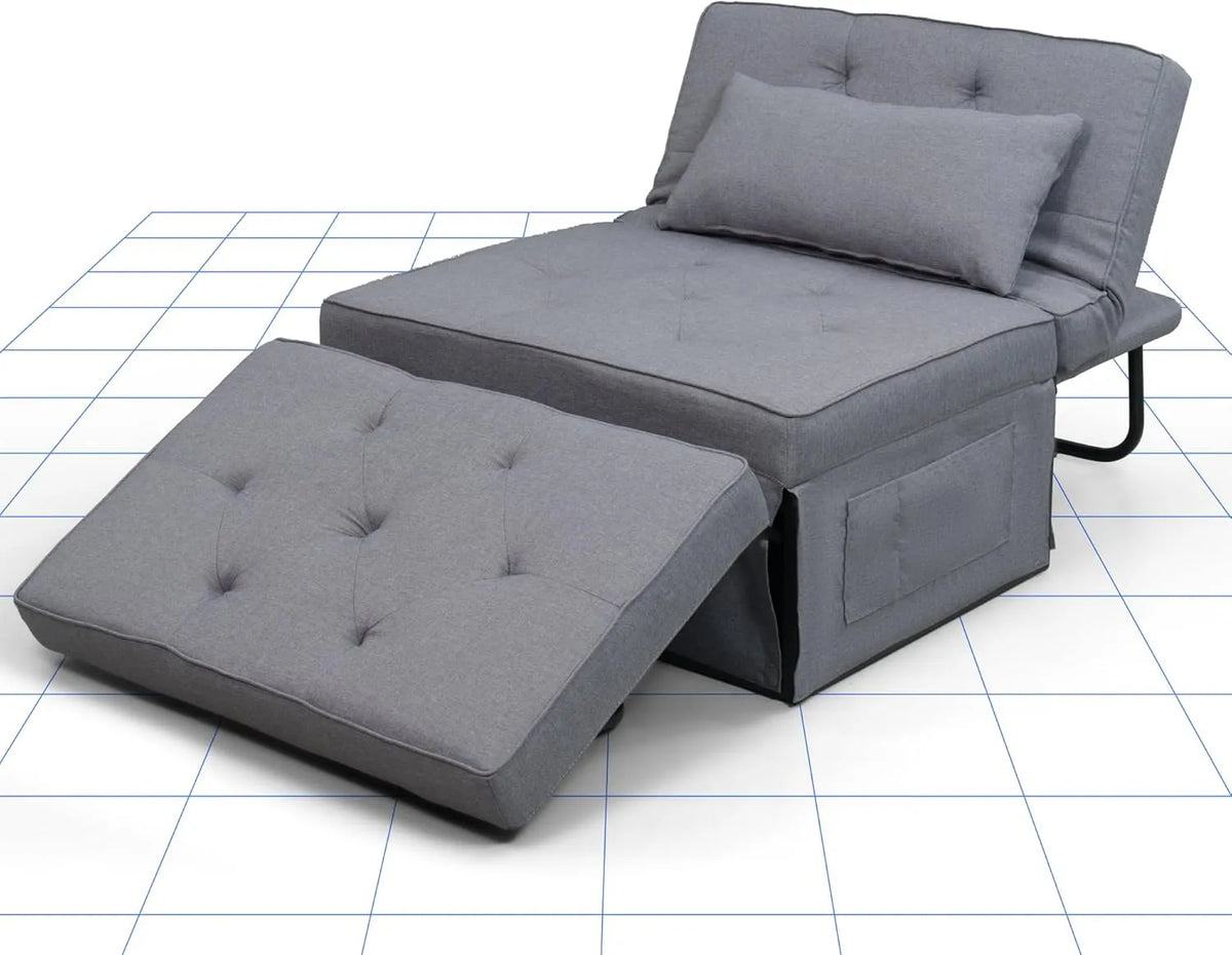 Sofa: z funkcją relaks, z oparciem, regulowana konstrukcja, 4 w, 300 kg, szary, rozkładana konstrukcja