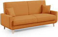 Sofa – tapicerka materiałowa, z funkcją spania, z poduszkami, 211 × 95 × 90 cm, z pojemnikiem do przechowywania, rozkładana konstrukcja