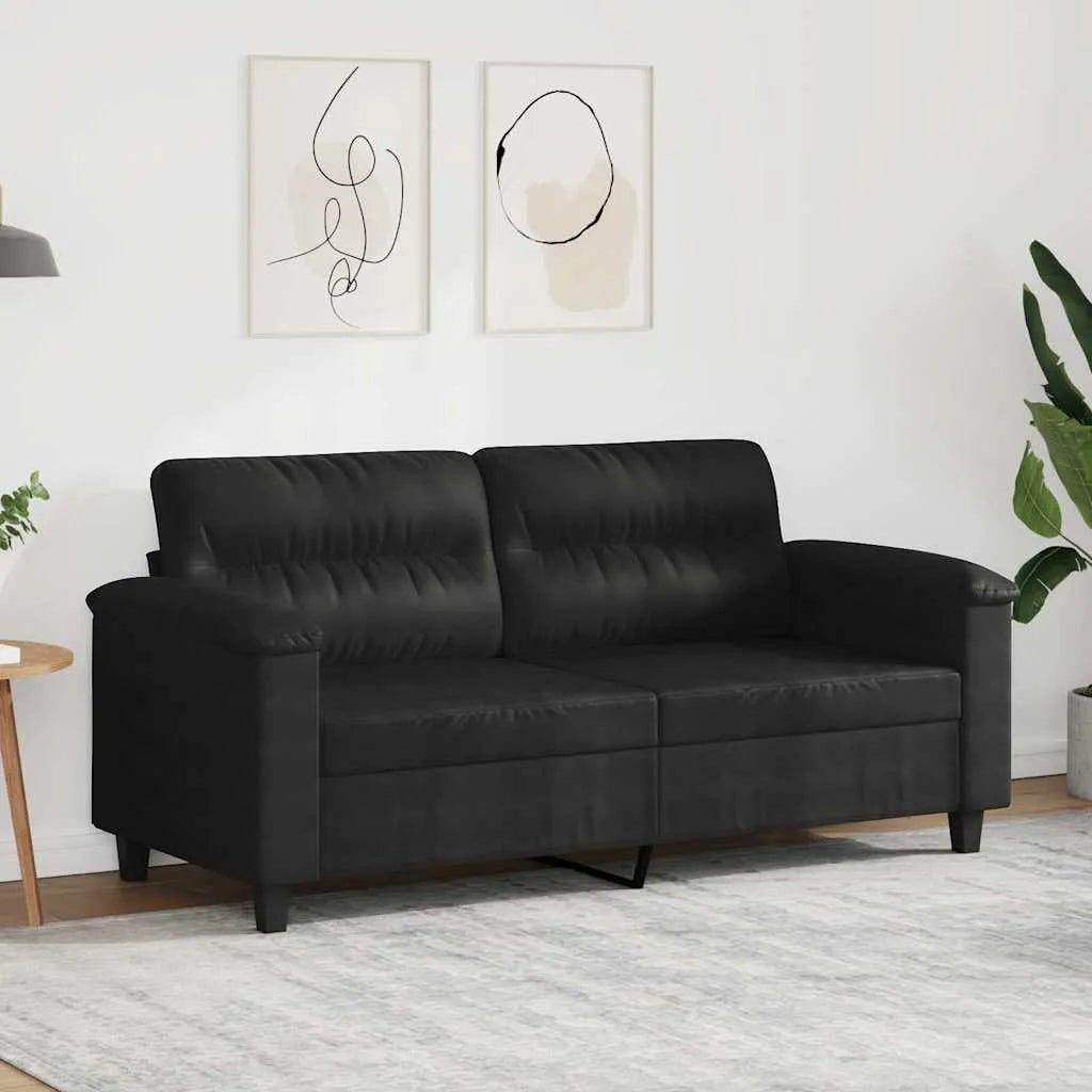 Sofa: tapicerka materiałowa, 2-osobowa, 140 cm, czarny, z metalu, tapicerka materiałowa