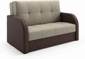 Sofa: tapicerka materiałowa, z funkcją spania, 3 osobowa, 155 × 90 × 100 cm, brązowy, z pojemnikiem do przechowywania, tapicerka materiałowa