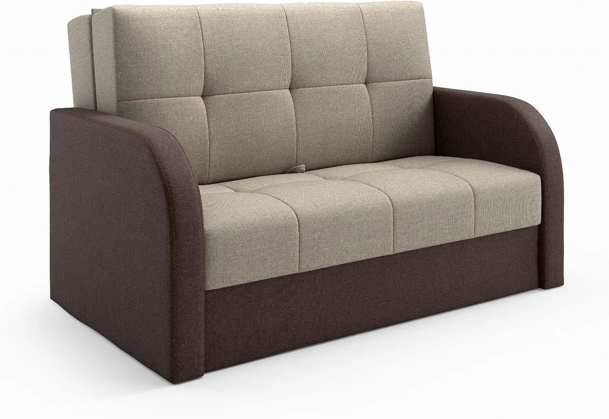 Sofa: tapicerka materiałowa, z funkcją spania, 3 osobowa, 155 × 90 × 100 cm, brązowy, z pojemnikiem do przechowywania, tapicerka materiałowa
