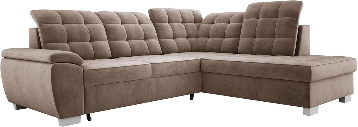 Sofa narożna – tapicerka aksamitna, 186 × 125 cm, 258 × 212 cm
