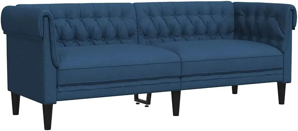 Sofa – tapicerka materiałowa, niebieski, tapicerka materiałowa