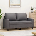 Sofa – 2-osobowa, 120 cm, szary, z metalu, tapicerka skórzana