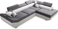 Sofa narożna – w kształcie litery L, wolnostojący, z funkcją spania, z poduszkami, szary
