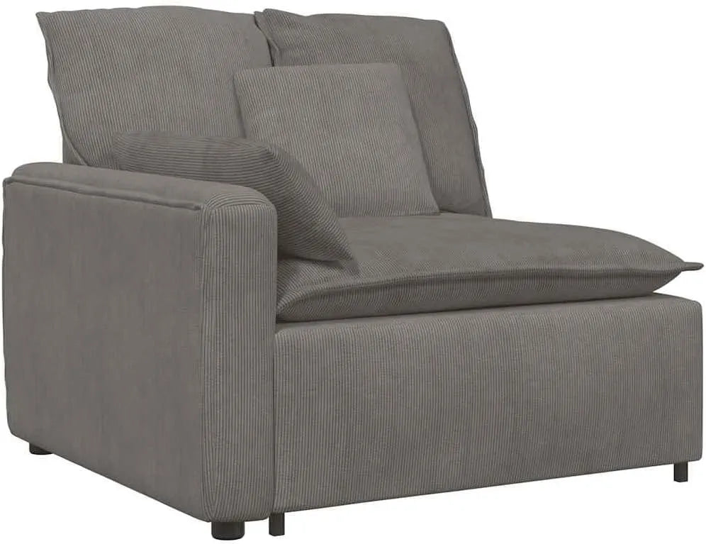 Sofa modułowa i modułowy zestaw wypoczynkowy – modułowa konstrukcja, ze sztruksu, z podłokietnikami, z poduszkami, 100 cm, z metalu