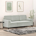 Sofa — z poduszkami, tapicerka aksamitna, 3-osobowa, 180 cm, z metalu, tapicerka materiałowa