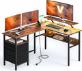 VASAGLE LWD095K01 Biurko i stół komputerowy – w kształcie litery L, z biurkiem, z portem USB, wyświetlacz LED, 150 × 120 cm, brązowy