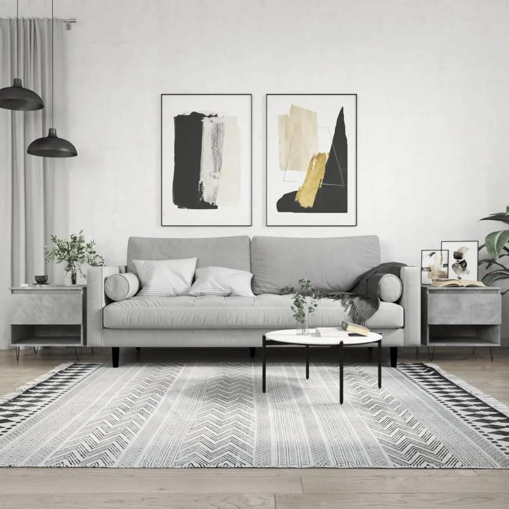 Stolik kawowy i ława do salonu: z drewna, z szufladami, 50 × 46 × 50 cm, szary, z metalu