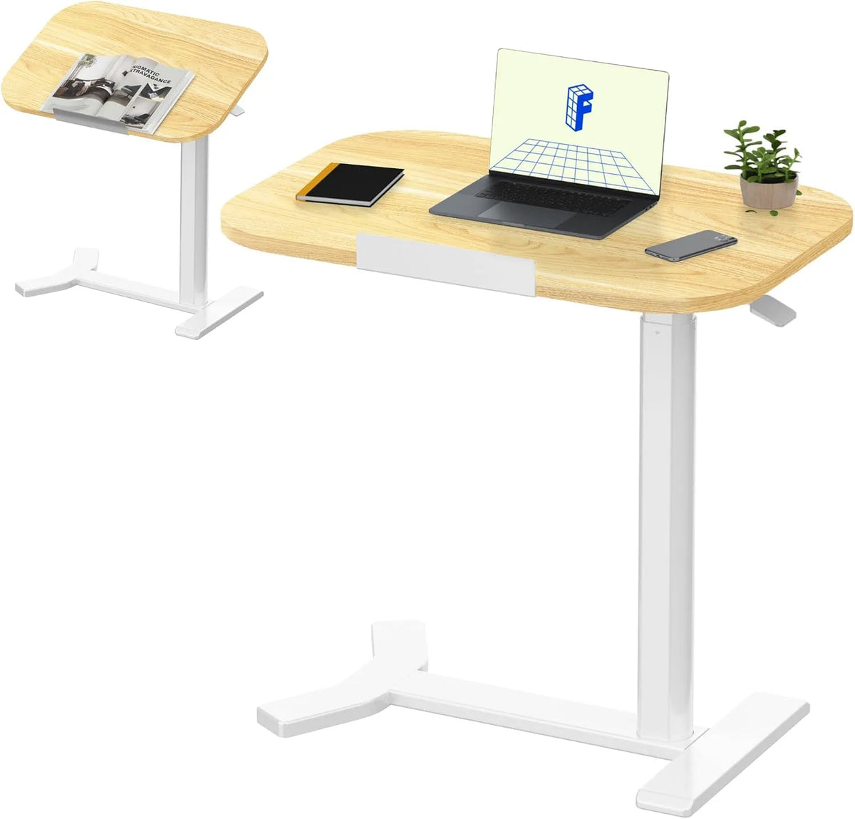 Laptop — regulowana konstrukcja, 60 × 40 cm, biały, regulowana wysokość