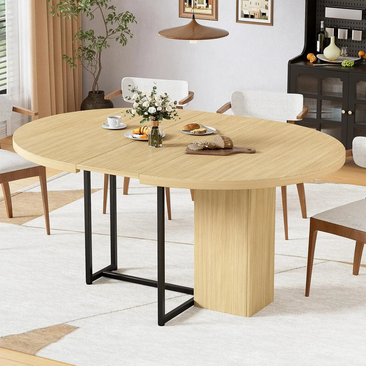 Stół do jadalni wysuwany 120-150 x 120 x 75 – 150 × 120 × 75, 5 cm, z metalu, tapicerka materiałowa