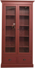 Casa Padrino Witryna i szafka ekspozycyjna w stylu wiejskim bordowa 109 x 39 – z szufladami, 2 szufladami, 109 × 39, 210 cm