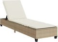 Leżak z poduszkami beżowy 55x200x25 – z technorattanu, 55 × 200 × 25, 5cm
