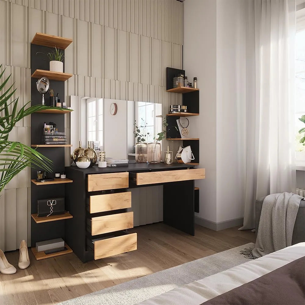 Vicco Toaletka i stolik do makijażu 'Sherry' — 120 × 75 cm, antracytowy