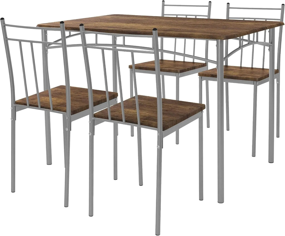 Design stól jadalniany z 4 krzeslami – z drewna, z metalu
