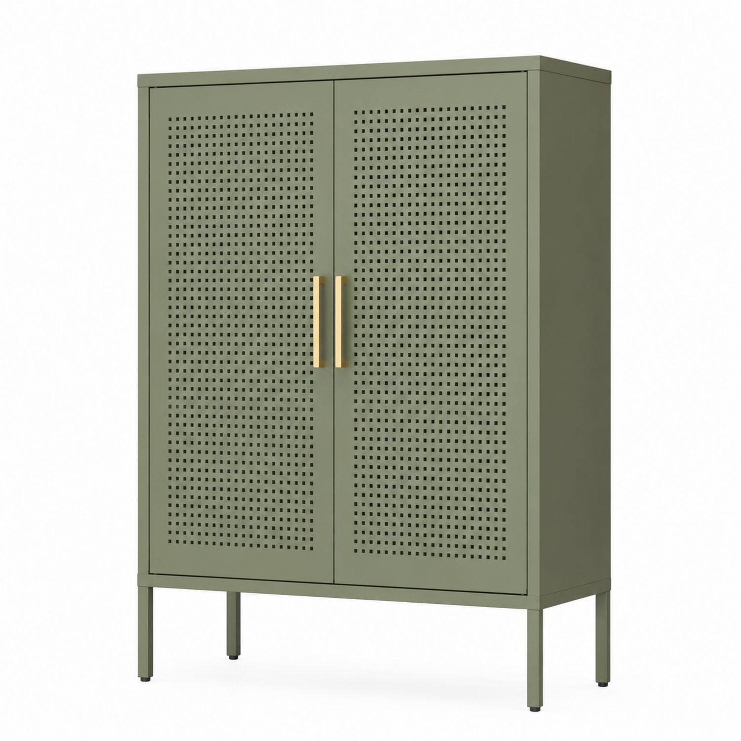 Metalowa szafa z perforowanymi drzwiami zielona 120x80x40 cm