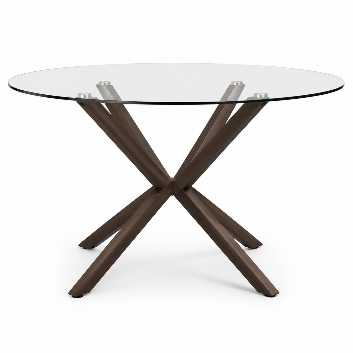 Stół okrągły ze szkła hartowanego i drewna jesionowego 120 cm