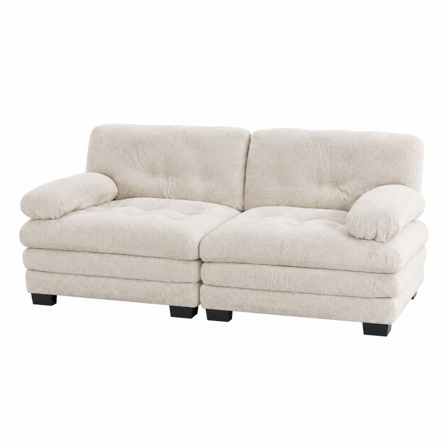 Beżowa sofa dwuosobowa z tkaniny 180x90x80 cm