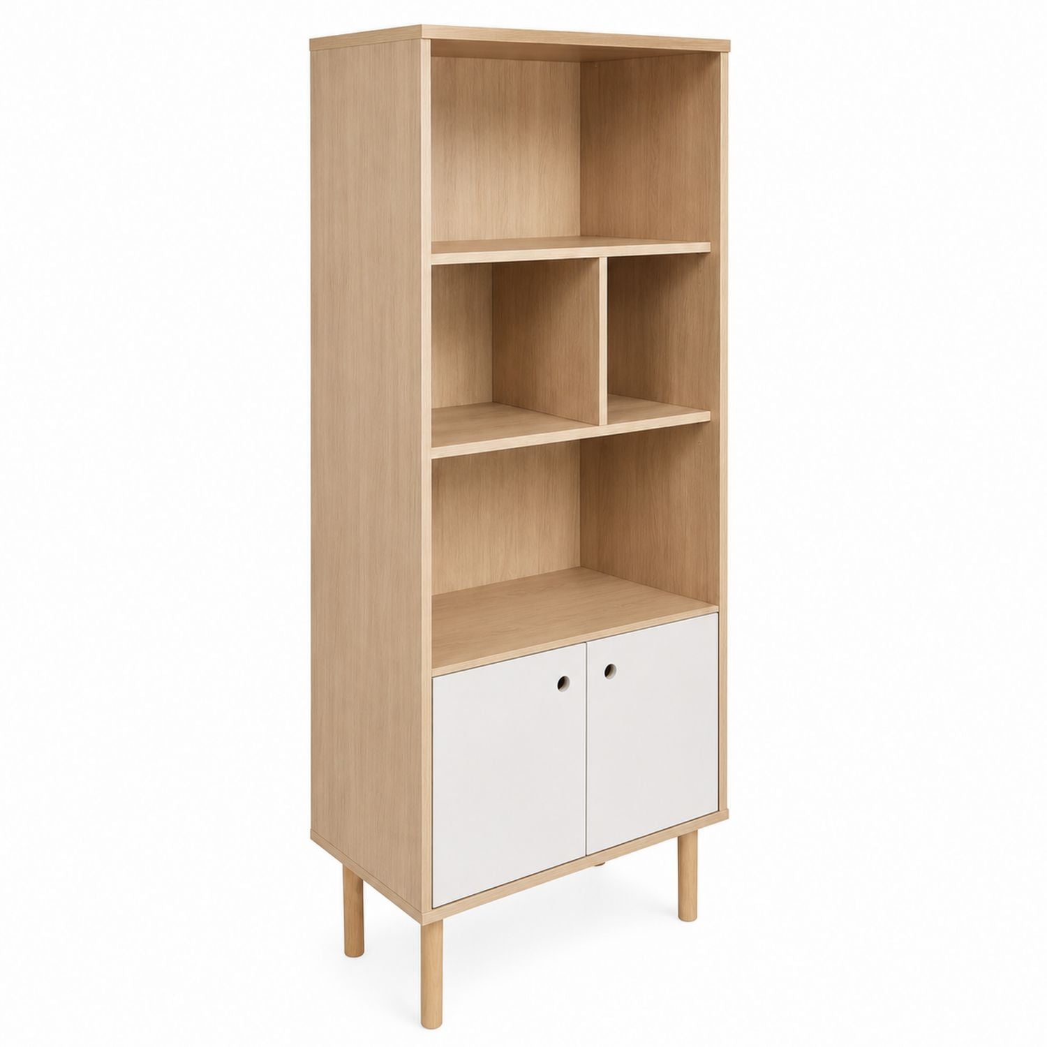 Regał z drewna 180cm x 80cm x 35cm z białymi drzwiami