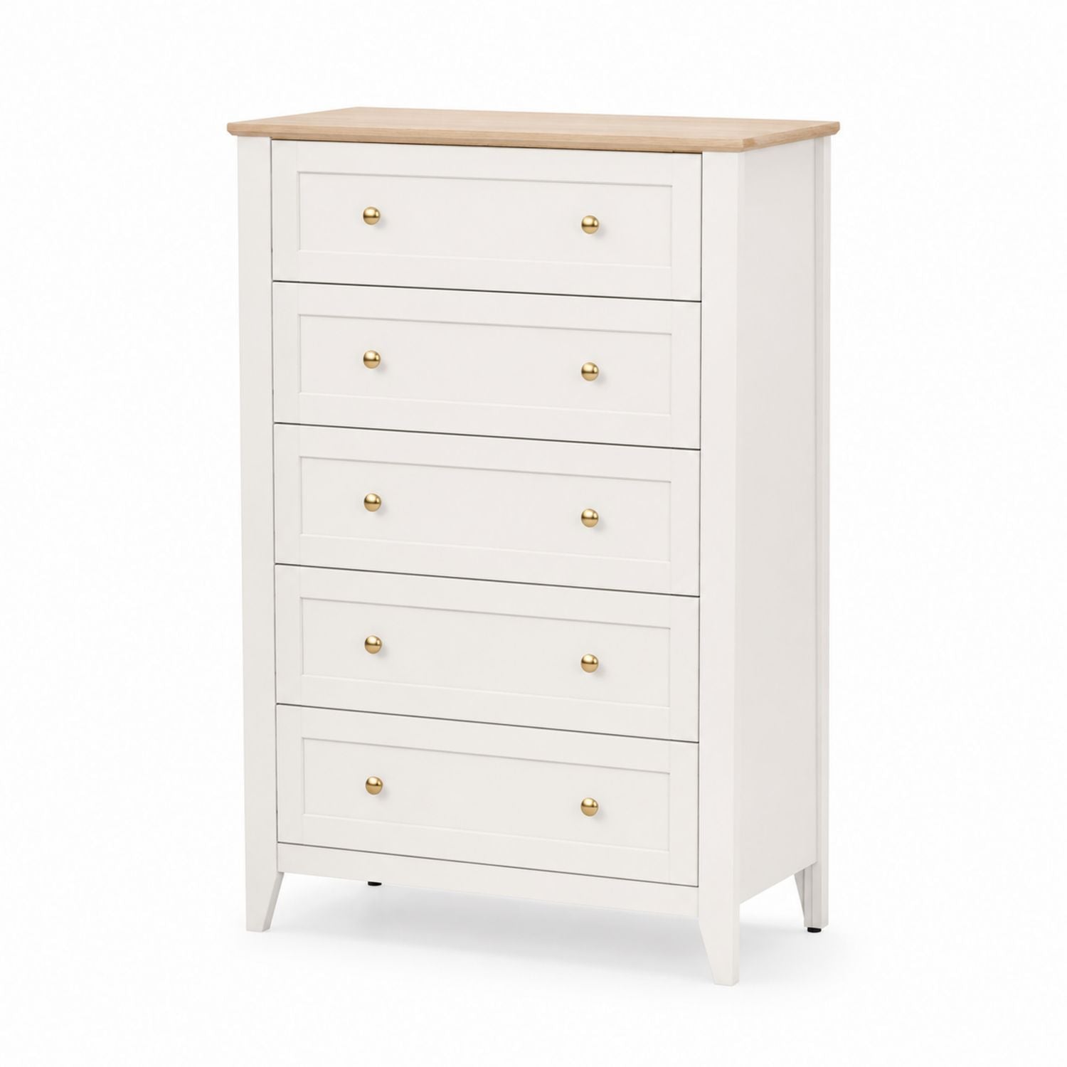 Komoda z 5 szufladami Biała Drewno MDF