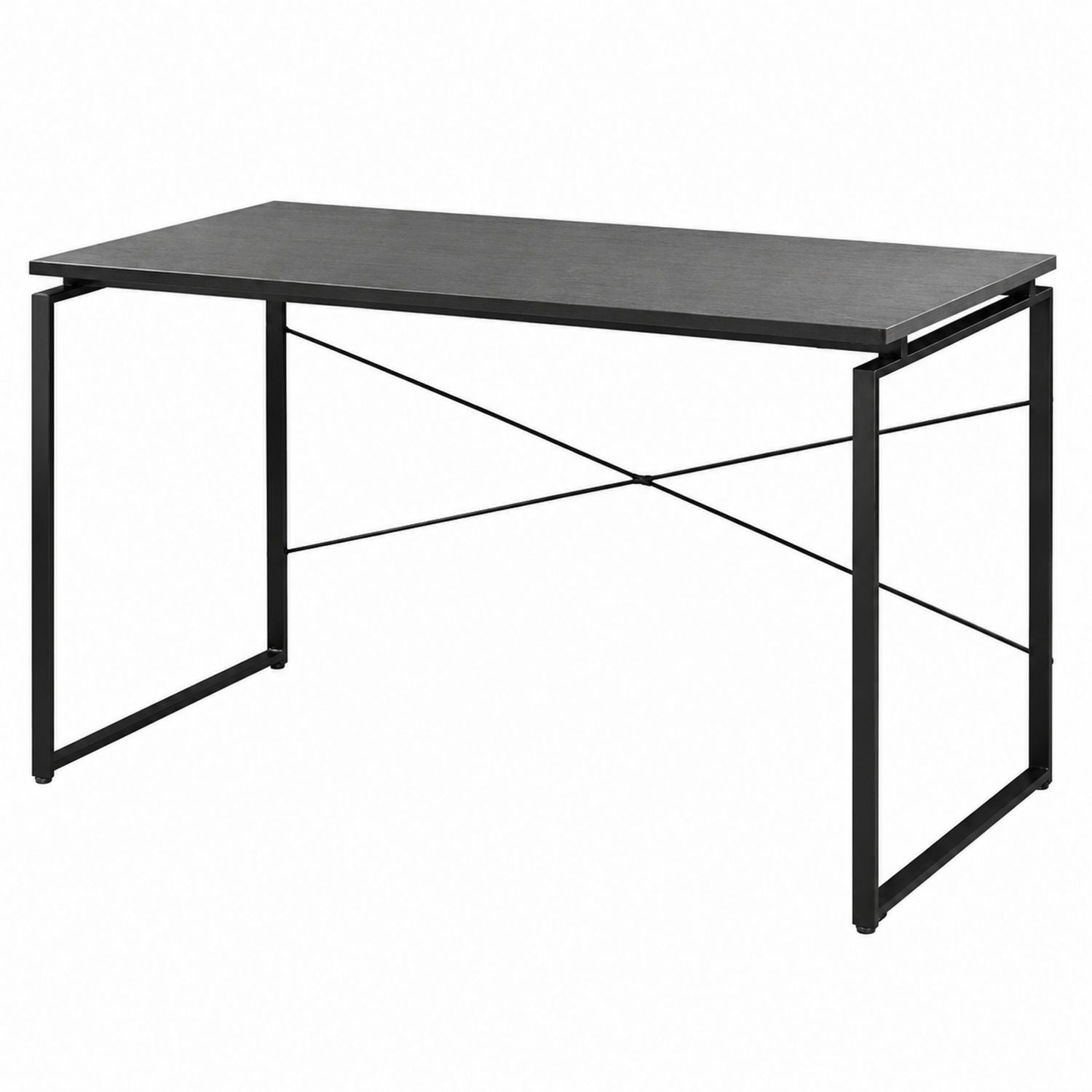 Biurko prostokątne metalowe czarne z blatem MDF 120x60 cm