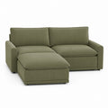 Sofa narożna z szezlongiem lniana zielona