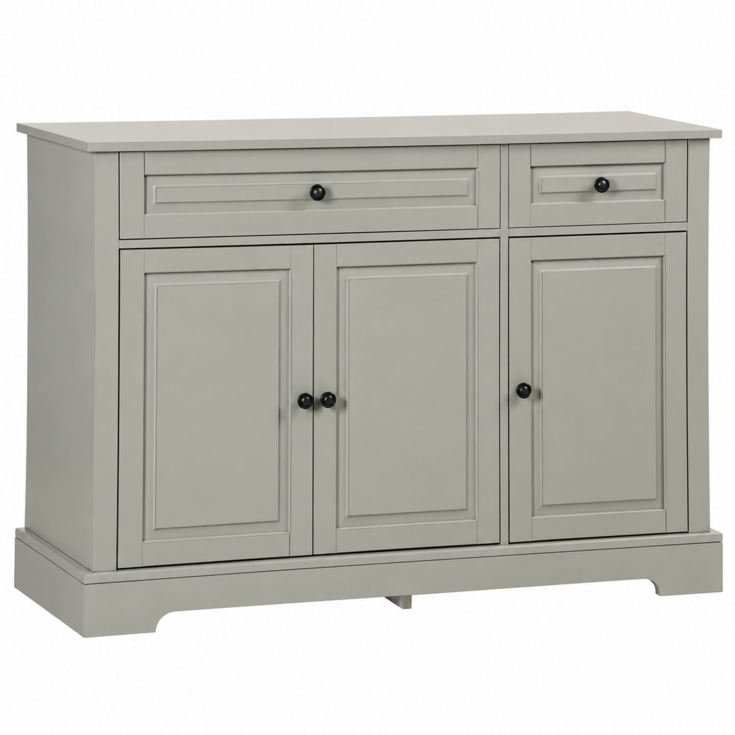 Szara komoda z MDF z trzema drzwiami i dwoma szufladami 120 cm
