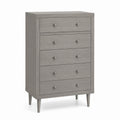 Komoda z 5 szufladami z drewna sosnowego, Szary, 100x45x120 cm