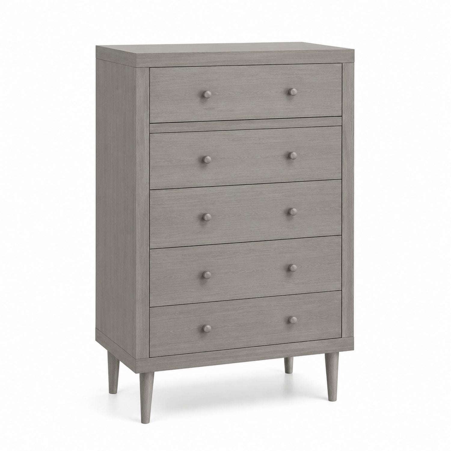 Komoda z 5 szufladami z drewna sosnowego, Szary, 100x45x120 cm